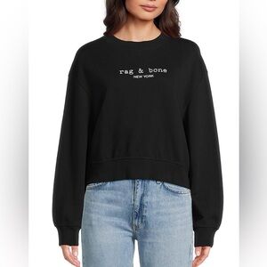 NWT💥Rag & Bone Black Crew Neck cropped Sweatshirt small